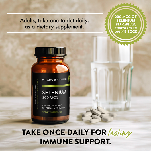 Selenium 200mcg Capsules – High Absorption, Vegan – Mt. Angel Vitamins
