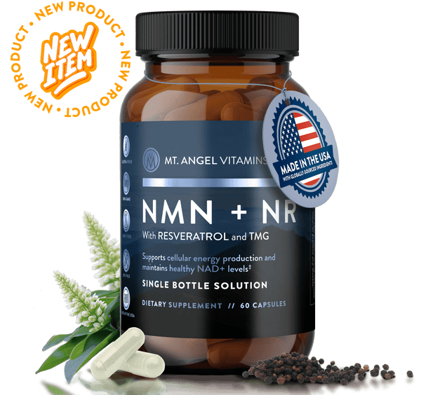 NMN + NR Anti-Aging Supplement – Boost NAD+ Levels, Support DNA Repair, Mitochondrial Health & Longevity – with Resveratrol, TMG, BioPerine® & Zinc – 60 Capsules