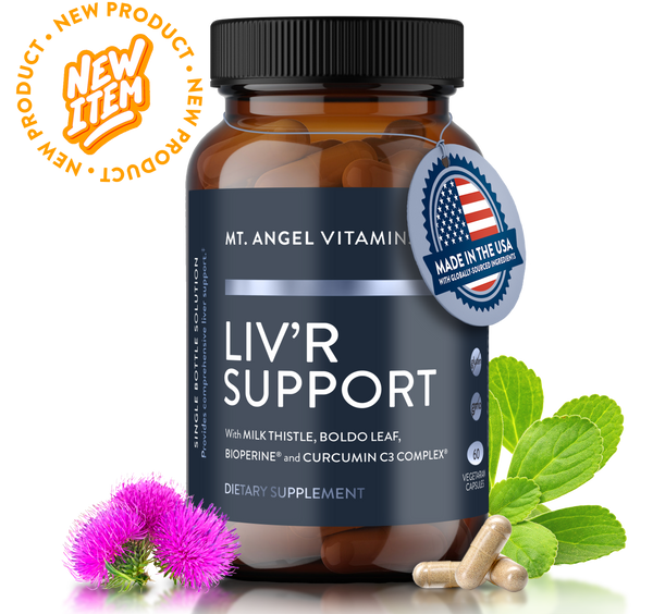LIV'R Support - Comprehensive Liver Detox & Cleanse Supplement containing Milk Thistle, Curcumin C3®, Boldo, Bioperine®, Choline, L-Carnitine – 60 Vegetarian Capsules