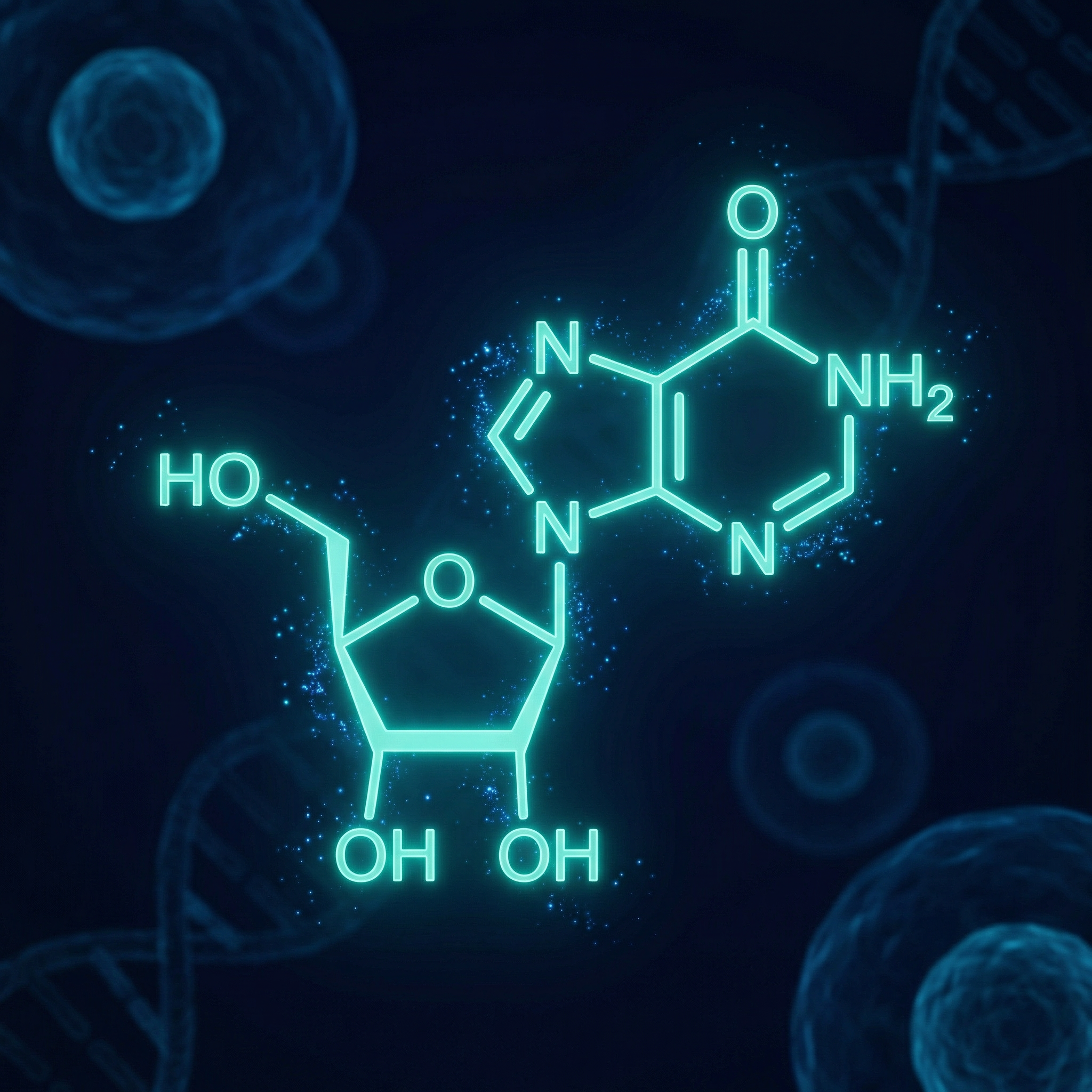 Nicotinamide Riboside molecular structure glowing teal